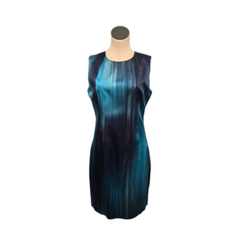 Elie Tahari Dress Womens 10 Blue Ombre Sleeveless Sheath Silk Blend C641886D